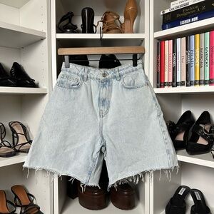 Zara Blue Jean Shorts High-Waisted Distressed